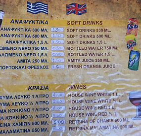 food prices in Chania Crete